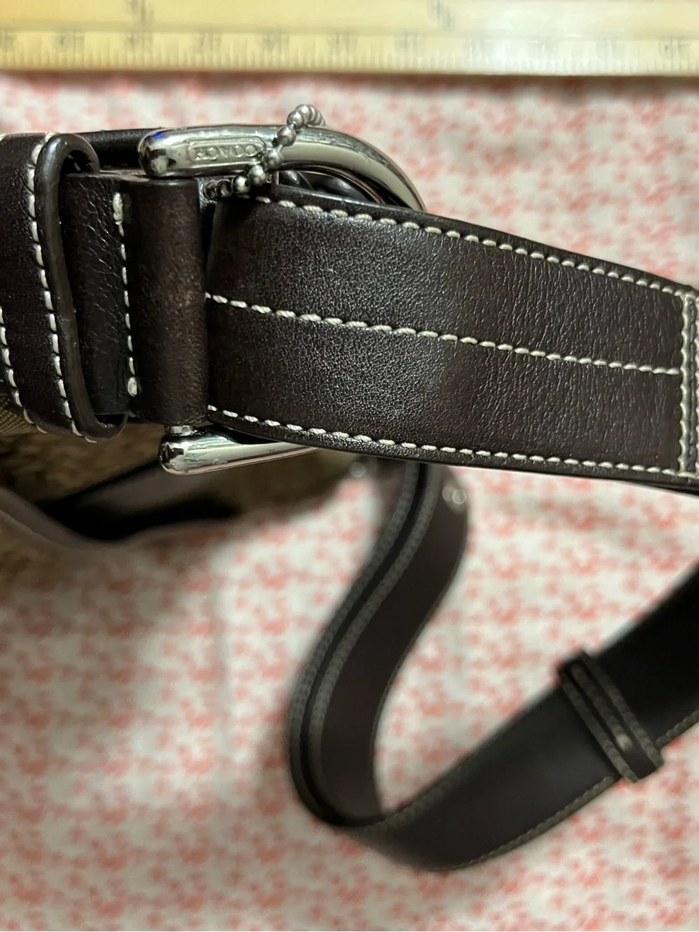 Coach Brown Signature Canvas Shoulder Bag with Dark Brown Leather Accents - Picture 8 of 12